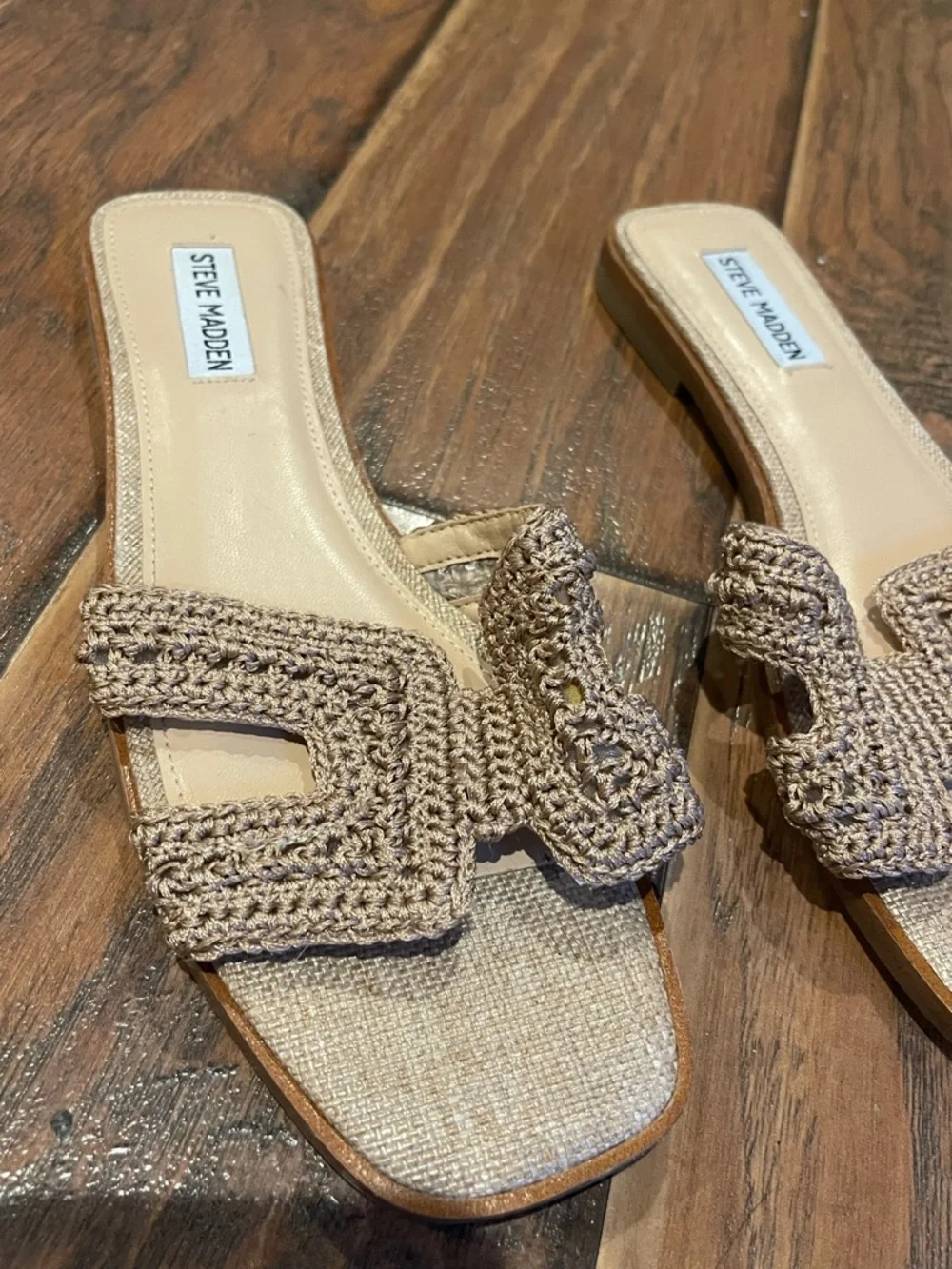 Steve Madden Hadyn Neutral Crochet Slide Mules in Beige - Picture 2 of 4